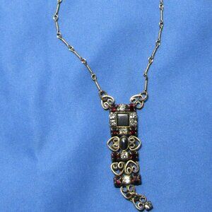 VINTAGE MARY DEMARCO MULTICOLOR PENDANT RHINESTONES NECKLACE 20"
